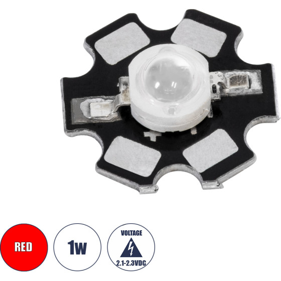 GloboStar High Power Star Led - ������ ������ Star Led 1W Dc 3.2V ������� �2 x �0.6cm - 2 ������ ������� - (73746)