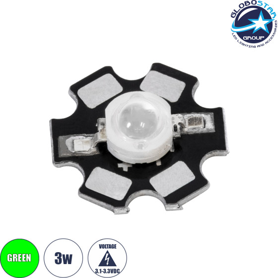 GloboStar High Power Star Led - ������ ������ Star Led 3W Dc 3.2V ������� �2 x �0.6cm - 2 ������ ������� - (73750)
