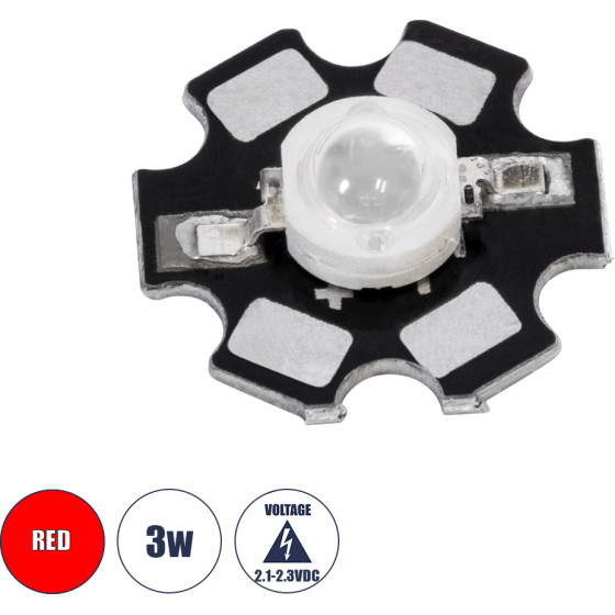 GloboStar High Power Star Led - ������ ������ Star Led 3W Dc 3.2V ������� �2 x �0.6cm - 2 ������ ������� - (73747)