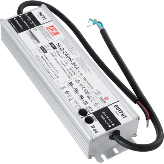 GloboStar HLG-240H-24A MEANWELL ��������� ����������� ��������� ����������� SELV ��� �������� LED 240W 10A - AC 220-240V �� DC 24V - ����������� ��� 22.4VDC ��� 25.6VDC - ��������� IP65 �24.4 x �6.8 x �3.88cm - 3 Years Warranty - (90793)