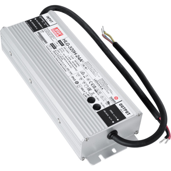 GloboStar HLG-320H-24A MEANWELL ��������� ����������� ��������� ����������� SELV ��� �������� LED 320W 13.3A - AC 220-240V �� DC 24V - ����������� ��� 21VDC ��� 26VDC - ��������� IP65 �25.2 x �9 x �4.38cm - 3 Years Warranty - (90794)