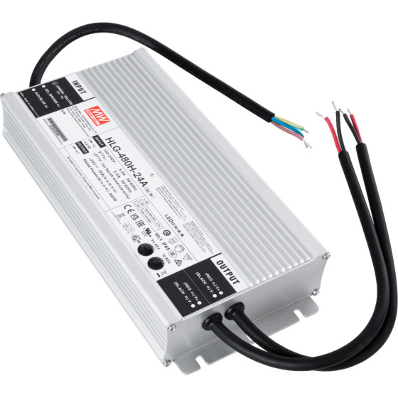 GloboStar HLG-480H-24A MEANWELL ��������� ����������� ��������� ����������� SELV ��� �������� LED 480W 20A - AC 220-240V �� DC 24V - ����������� ��� 20.4VDC ��� 25.2VDC - ��������� IP65 �26.2 x �12.5 x �4.38cm - 3 Years Warranty - (90795)
