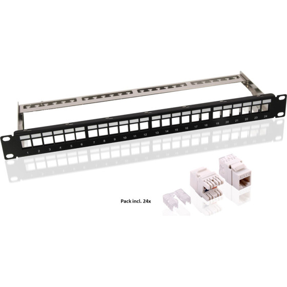 Goobay Keystone Patch Panel �� 24 modules, 19''/1U, 24 ports, ����o - (95336)