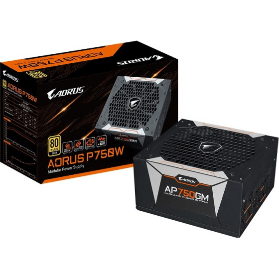 Gigabyte Power Supply Aorus 750W Fully Modular 80+Plus Gold 100% Japanese Capacitors - (GP-AP750GM)
