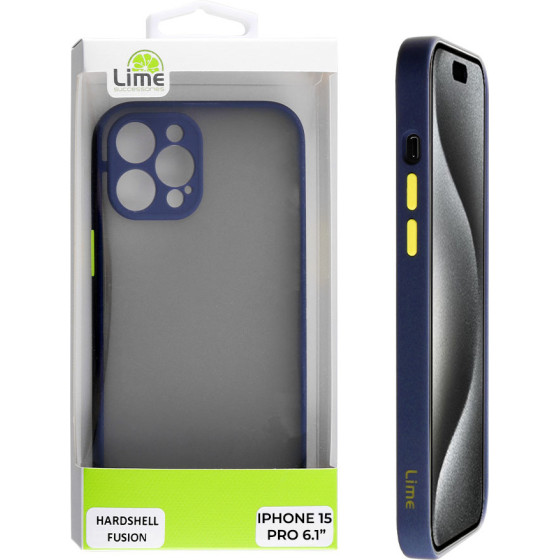 Lime Successories Lime ���� Iphone 15 Pro 6.1'' Hardshell Fusion Full Camera Protection Blue With Yellow KEYS