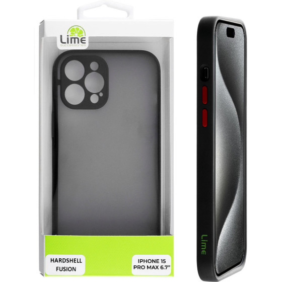 Lime Successories Lime ���� Iphone 15 Pro Max 6.7'' Hardshell Fusion Full Camera Protection Black With Red KEYS