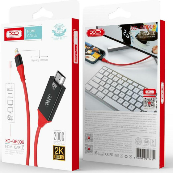 XO ������� Lighting To HDMI+Usb 2K 60HZ, 2M - (GB006)