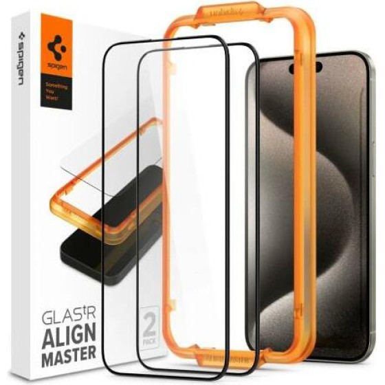 Tempered Glass Full Face Spigen Glas.Tr Align Master Apple Iphone 15 Pro Max ����� (2 ���.) - (AGL06875)