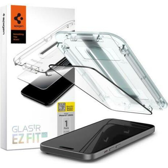 Tempered Glass Full Face Spigen Glas.Tr EZ-Fit Apple Iphone 15 ����� - (AGL06908)