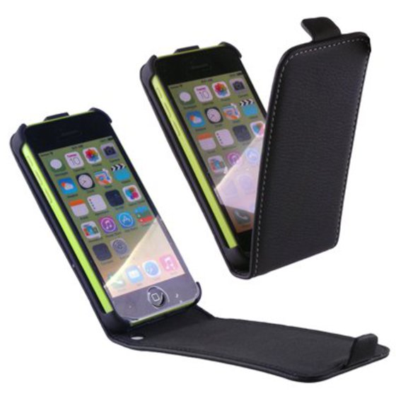 ���� IPHONE SE/5S/5/5C LEATHER FLIPCASE BLACK VOLTE-TEL