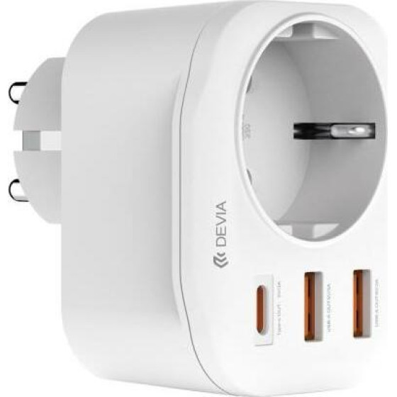 ��������� Devia WW09-F-Pd Auto Power 1AC & 3 ����� Usb (2x Usb A, 1x Usb C) Pd Qc 20W Smart �����