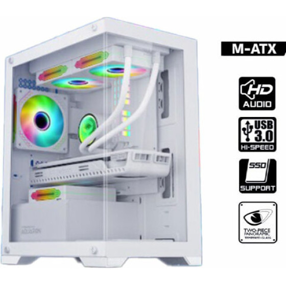 Armaggeddon Gaming Pc Case Matx Aquaron White - (AQUARONW)
