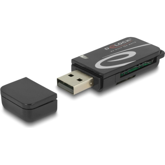 DeLock Card Reader ��� Sd & Micro SD, USB, 480Mbps, ����� - (91602)