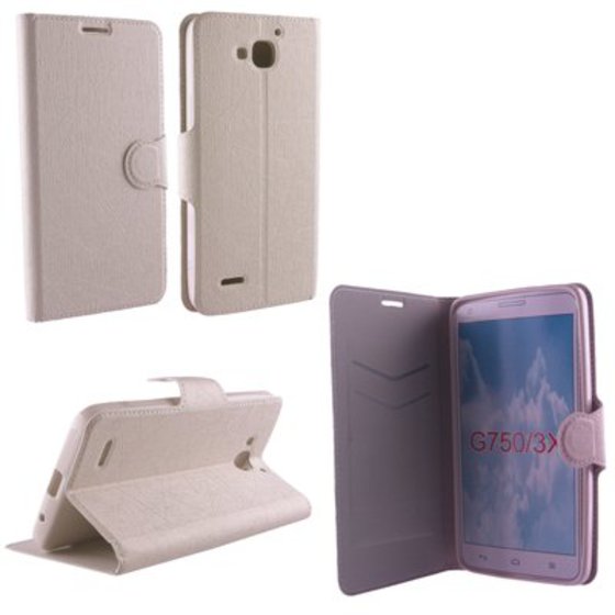 ���� HONOR 3X G750 LINE LEATHER-TPU BOOK STAND WHITE VL