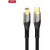 XO NB-Q223A Transparent Gold Plated Series Type-C To Lightning 27W Braided Data Cable 1m Black - (XO NB-Q223AT)