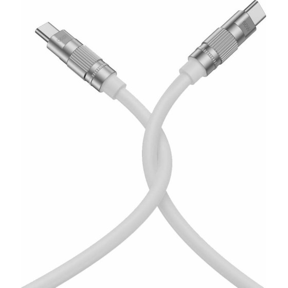 XO NB-Q228B OD6.0 Silicone Tpe Zinc Alloy Data Cable PD60W Type-C To Type-C L=1.2m White - (XO NB-Q228BTW)