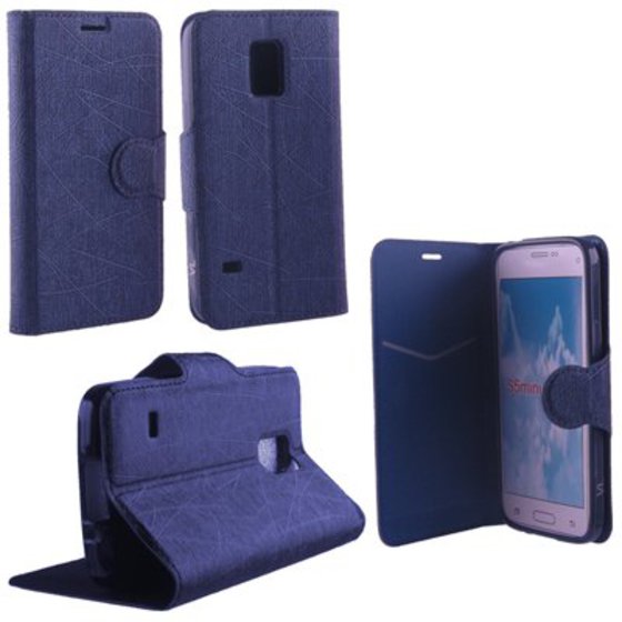 ���� SAMSUNG G800F S5 MINI LINE LEATHER-TPU BOOK STAND BLUE VL
