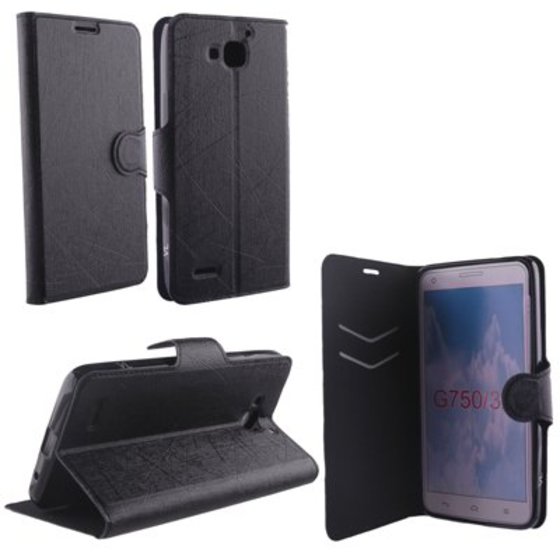 ���� HONOR 3X G750 LINE LEATHER-TPU BOOK STAND BLACK VL