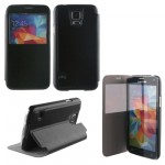 ���� SAMSUNG G900 S5 HARD VIEW BOOK-STAND BLACK VOLTE-TEL