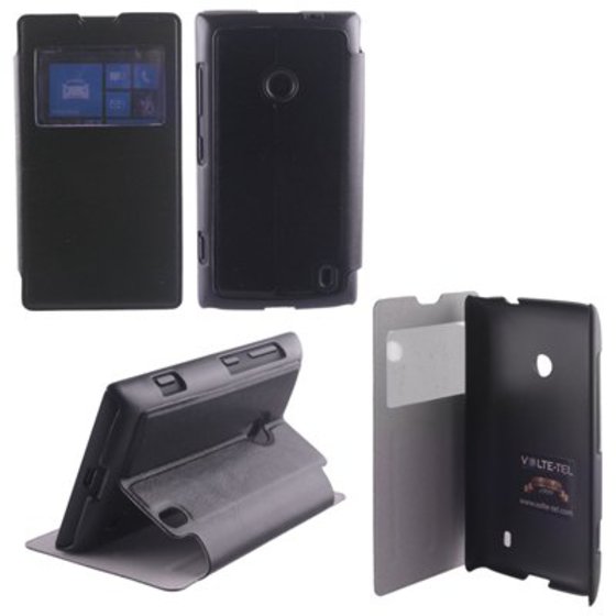 ���� NOKIA LUMIA 520/525 HARD VIEW BOOK-STAND BLACK VOLTE-TEL