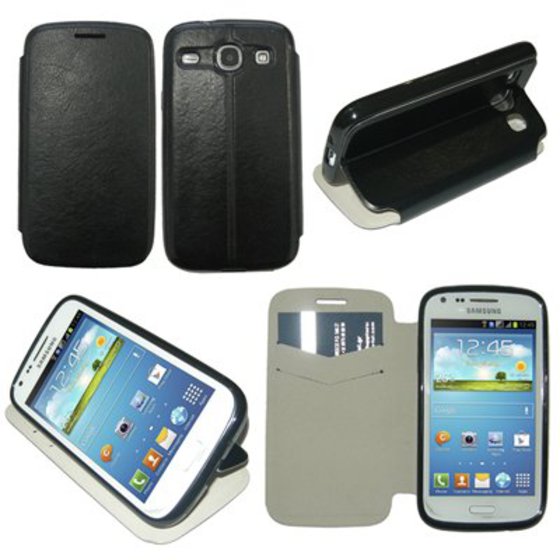 ���� SAMSUNG I8260 CORE ECO LEATHER - TPU BOOK STAND BLACK VT