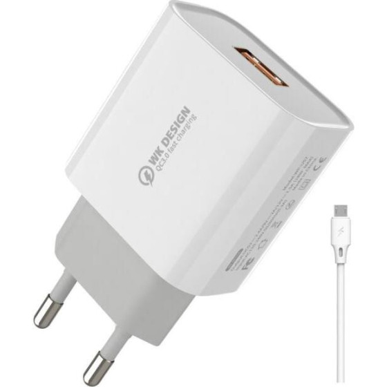 WK Charger 18W QC3.0 + Micro Cable - (WP-U57 Combo)