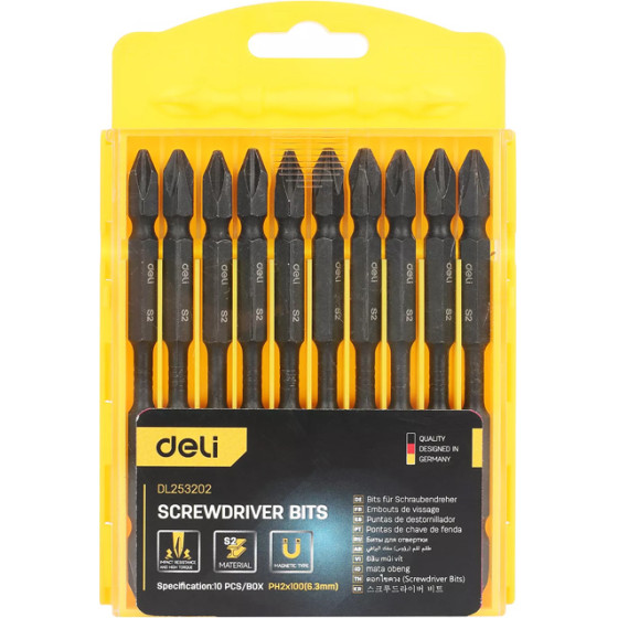 DELI ����� ����������� PH2x100mm, 10��� - (DL253202)