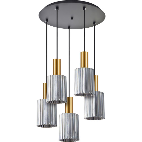 Homelighting SE21-GM-4-5BL-GL1 ADEPT TUBE Gold Matt Pendant Smoked Glass+ - (77-8579)