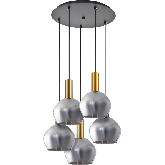 Homelighting SE21-GM-4-5BL-GL2 ADEPT TUBE Gold Matt Pendant Smoked Glass+ - (77-8586)