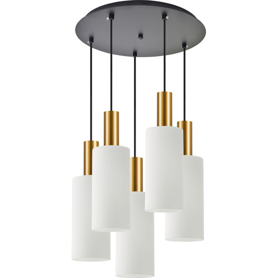 Homelighting SE21-GM-4-5BL-GL3 ADEPT TUBE Gold Matt Pendant White Glass+ - (77-8657)