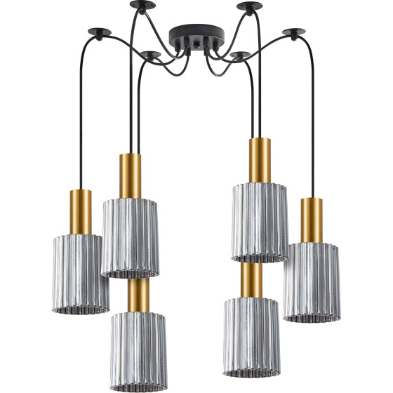Homelighting SE21-GM-4-BL6-GL1 ADEPT TUBE Gold Matt Pendant Smoked Glass+ - (77-8575)