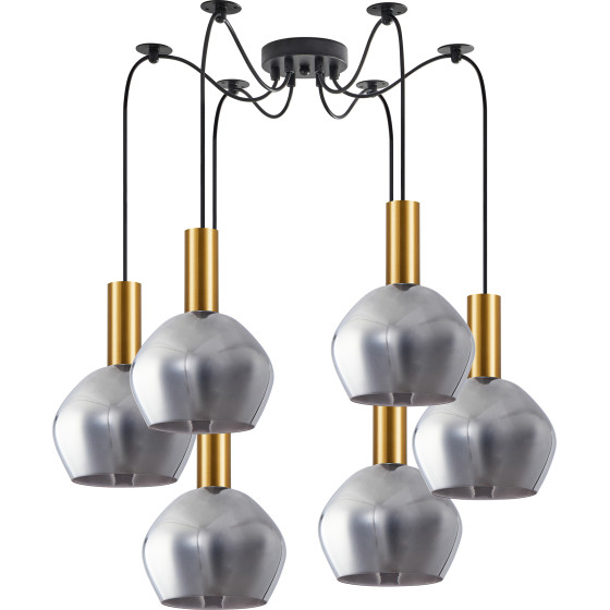 Homelighting SE21-GM-4-BL6-GL2 ADEPT TUBE Gold Matt Pendant Smoked Glass+ - (77-8582)