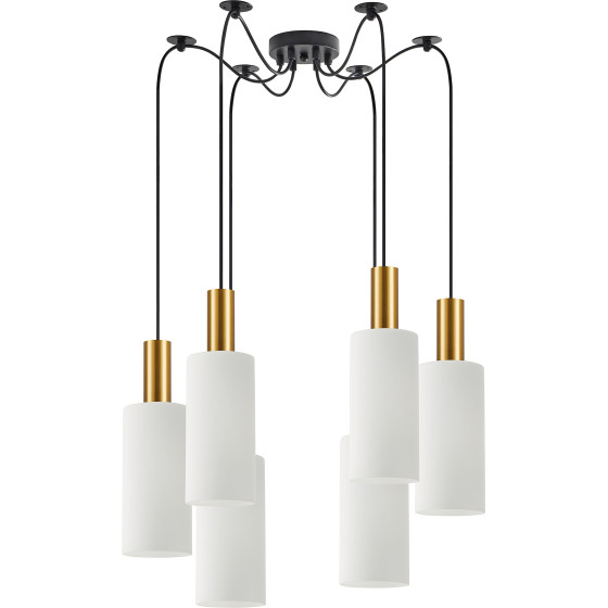 Homelighting SE21-GM-4-BL6-GL3 ADEPT TUBE Gold Matt Pendant White Glass+ - (77-8653)