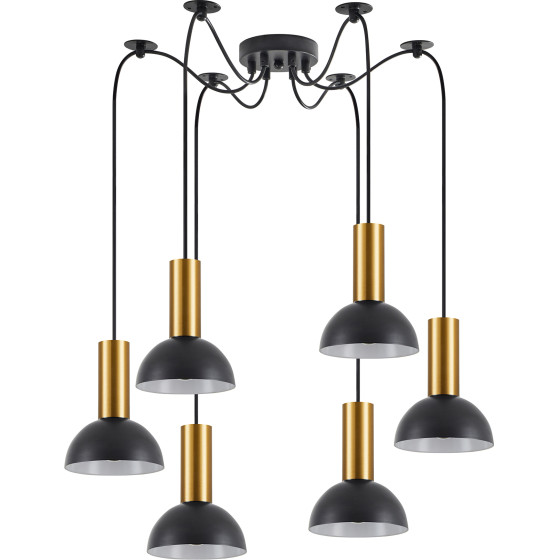 Homelighting SE21-GM-4-BL6-MS3 ADEPT TUBE Gold Matt Pendant Black Metal Shade+ - (77-8646)
