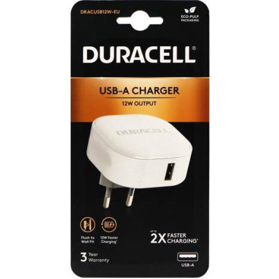 ��������� �������� Duracell 12W �� ����� Usb 2.4A ����� - (DRACUSB12W-EU)