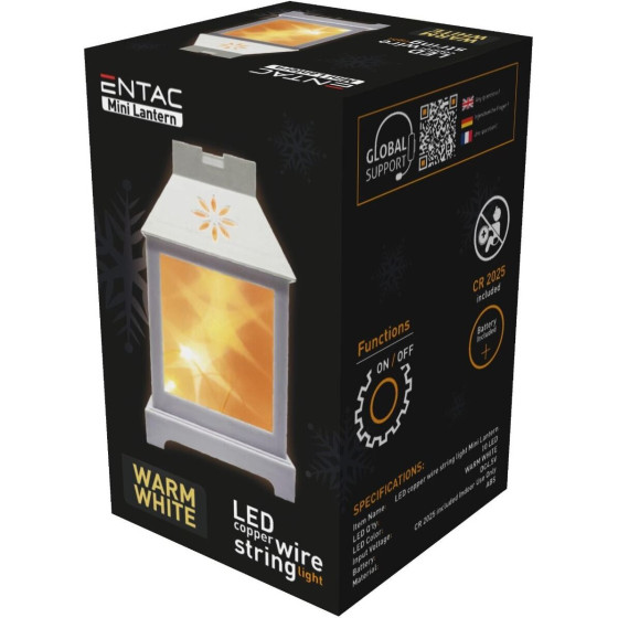 Entac Led Mini Copper Wire Lantern White 12cm - (ELMCWL12-W)