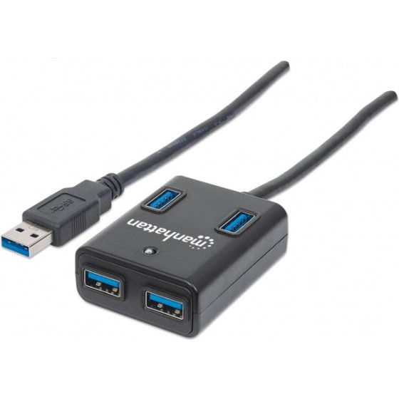 Manhattan IUSB3-HUB4-Bk - 4 Port Usb 3.0 Hub