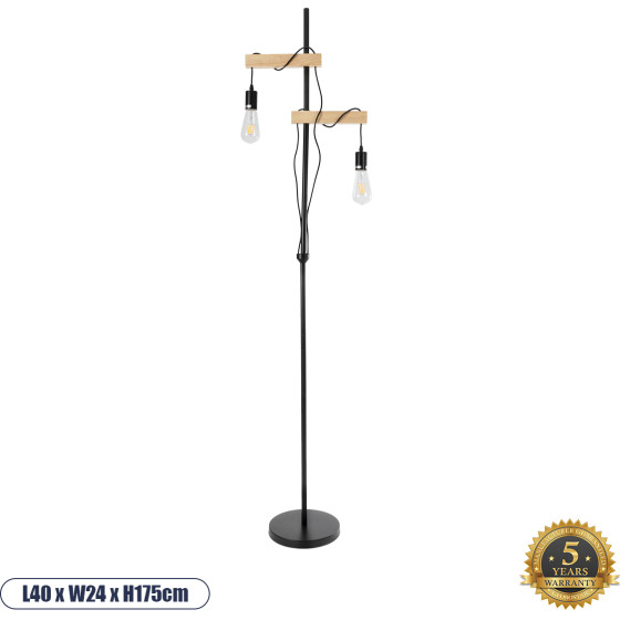 GloboStar Mindelo �������� ���������� ��������� �������� 2 x E27 AC220-240V IP20 - �40 x �24 x �175cm - ����� ��������� ���� �� ���� ������ ���� - 5 ������ ������� - (02034)