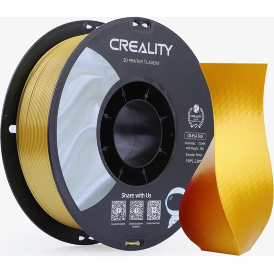 Creality CR-Pla Silk Golden, 3D Printer Filament Glossy, 1 Kg Spool,1.75 Mm - (3301120001)