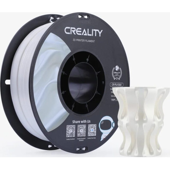 Creality CR-Pla Silk White, 3D Printer Filament Glossy, 1 Kg Spool,1.75 Mm - (3301120004)