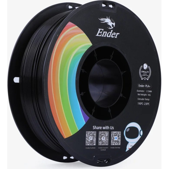 Creality EN-PLA+ Black, Ender 3D Printer Filament, Strength 34MPA, Bend 77MPa, 1 Kg 1.75 -3301010306 - (3301010306)