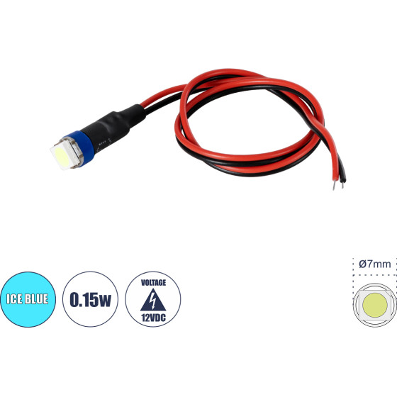 GloboStar SMD-Led ������ ������ Smd Led 0.15W Dc 12V - �0.7 x �2.3cm - Ice Blue - Dimmable - 2 ������ ������� - (81488)