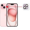 Volte-Tel Camera Glass Cover Iphone 15 6.1''/Iphone 15 Plus 6.7'' 9H 0.30MM 3D Ar ALUMINIUM-Electroplating Frame PINK