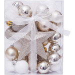 Artezan Christmas Ball 3cm Full Set Gold White + Top 30pcs/Box - (ACB3-FS-GW-30)