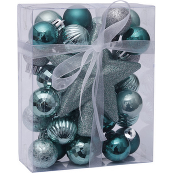 Artezan Christmas Ball 3cm Full Set Light Blue + Top 30pcs/Box - (ACB3-FS-LB-30)