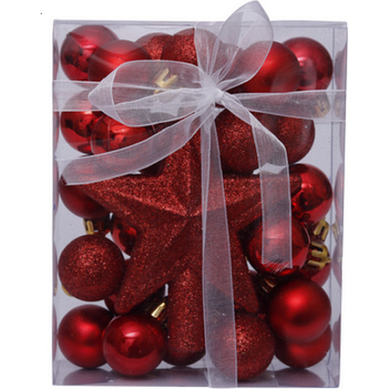 Artezan Christmas Ball 3cm Full Set Red + Top 30pcs/Box - (ACB3-FS-R-30)