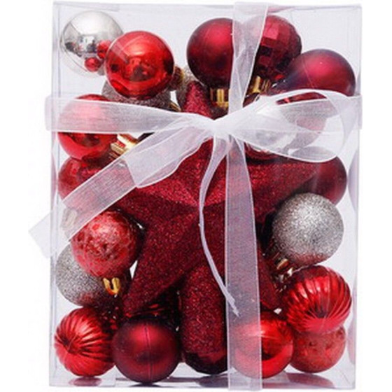 Artezan Christmas Ball 3cm Full Set Red White + Top 30pcs/Box - (ACB3-FS-RW-30)