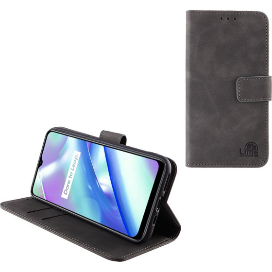 Lime Successories Lime ���� Realme C33/C33 2023 6.5'' Essential Magnet Book Stand Clip GREY