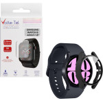 Volte-Tel Tempered Glass Samsung Watch 6 40mm 1.3'' 9H 0.30mm Pc Edge Cover With Key 3D Full Glue Full Cover BLACK