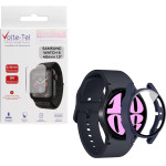 Volte-Tel Tempered Glass Samsung Watch 6 40mm 1.3'' 9H 0.30mm Pc Edge Cover With Key 3D Full Glue Full Cover BLUE